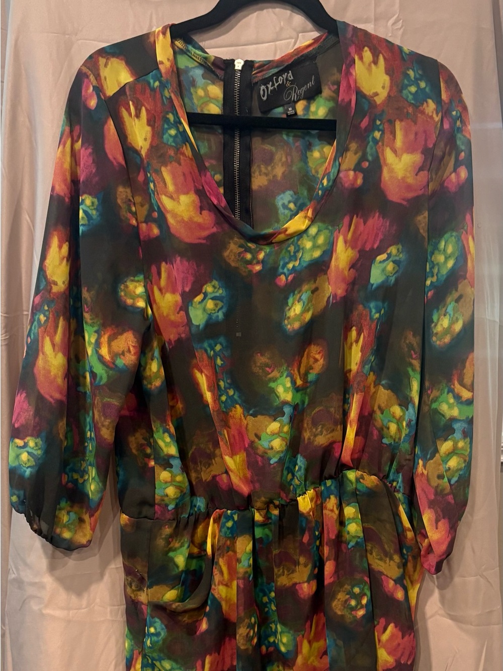Orford & Regent Multicolor Floral Tunic Top - Vibrant Yellow, Teal & Pink